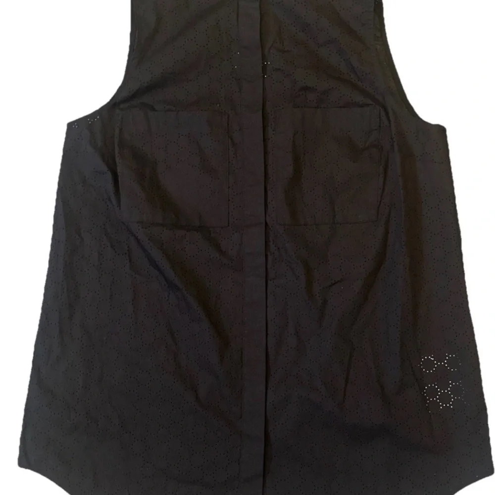 Michael Kors M Black Shirt Sleeveless Eyelet 100% Cotton Button Down NWT $94